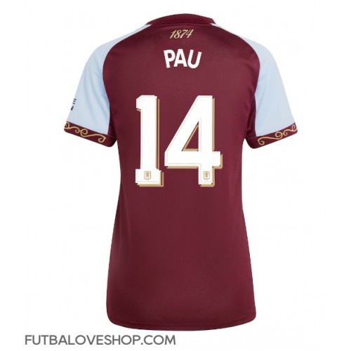 Dres Aston Villa Pau Torres #14 Domáci pre Ženy 2025-26 Krátky Rukáv